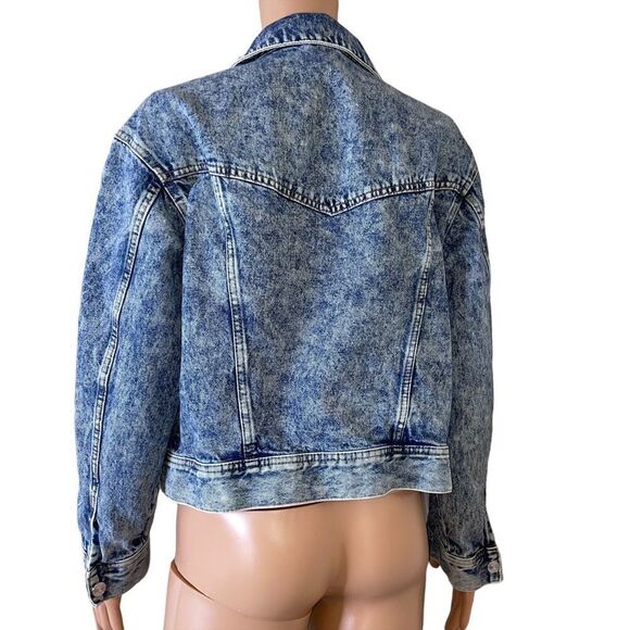 DIVIDED brand stone washed Y2K throwback style button up jean/denim jacket SZ L - Picture 4 of 8